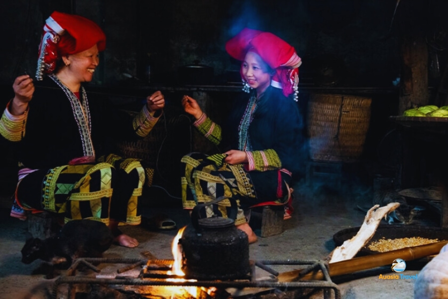 Ethnic Minority in Sapa Vietnam captured in traditional colorful clothing and culture